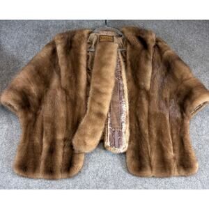 VINTAGE 60s Mink Fur Stole Wrap Womens Brown Boston Store Shawl Gorpcore OSFA